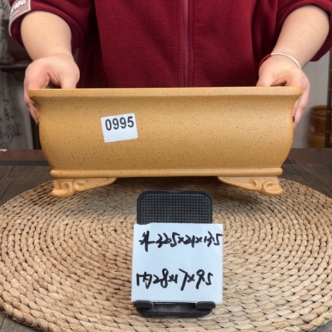 紫砂花盆新品福利柴烧中号云角长方0995