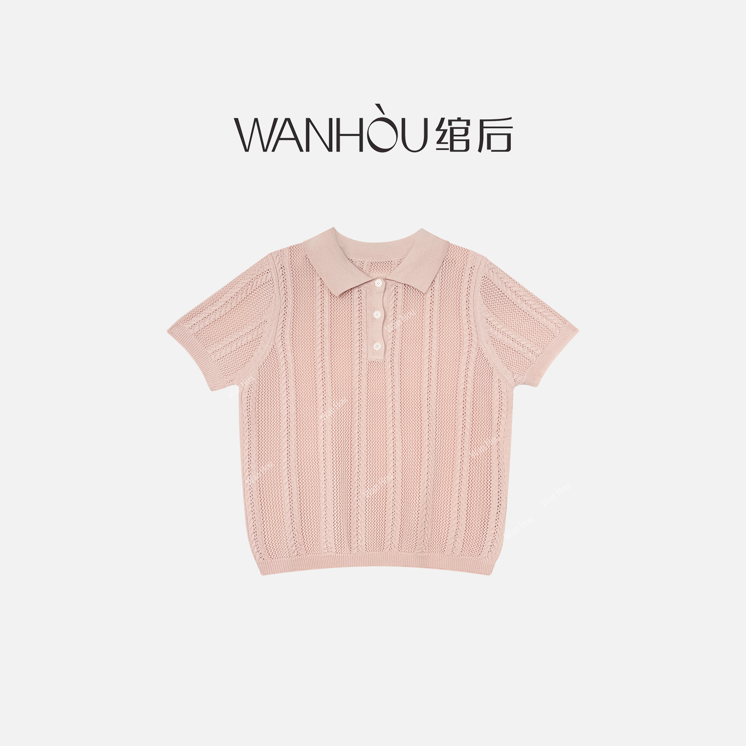 【C2532】#WH-镂空短袖POLO领高级感小众上衣针织衫XYZ