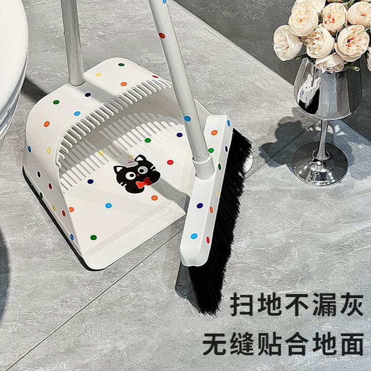 卡通猫波点带齿扫把簸箕套装组合家用新款扫帚刮水扫地不粘头发A