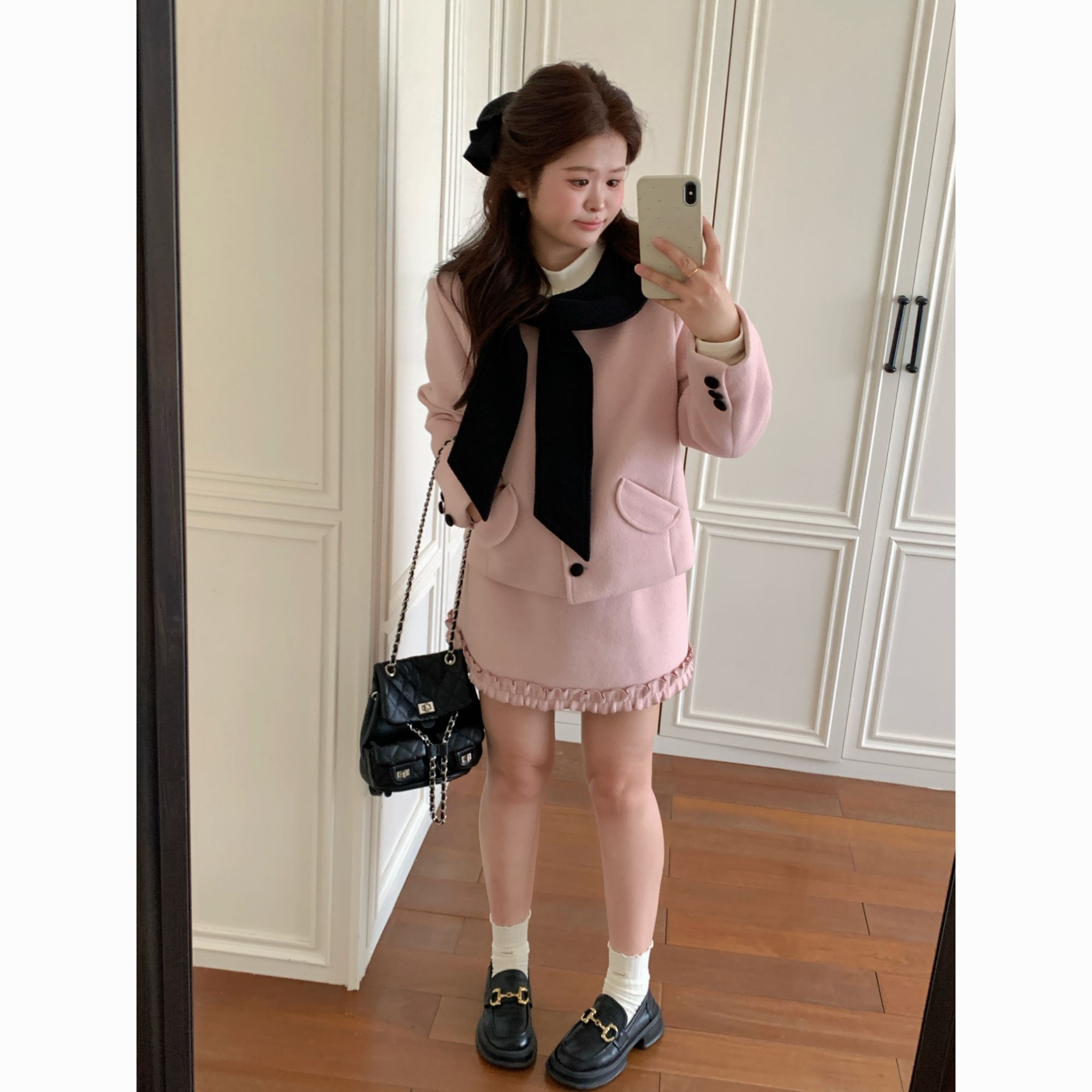 【海德堡情书】大头婷微胖定制小香学院风含羊毛毛呢套装 L8271