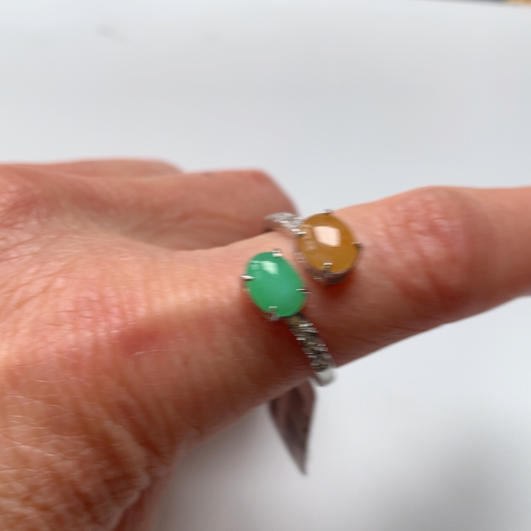 翡翠戒指银S925镶嵌戒