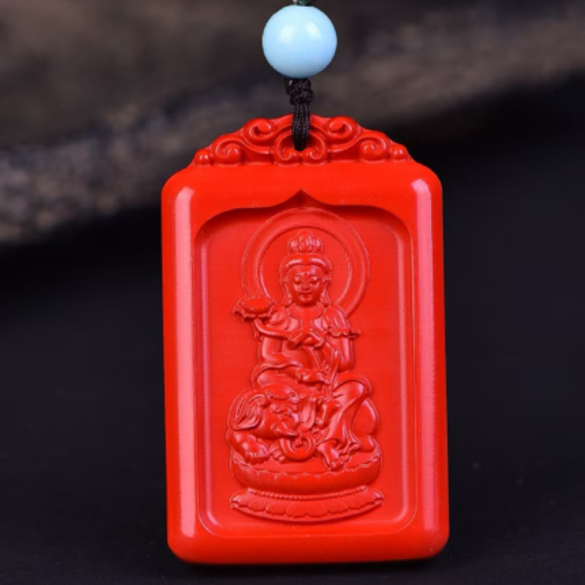 含辰砂工艺品天然原矿高含量朱砂吊坠生肖本命佛红砂挂件护身符