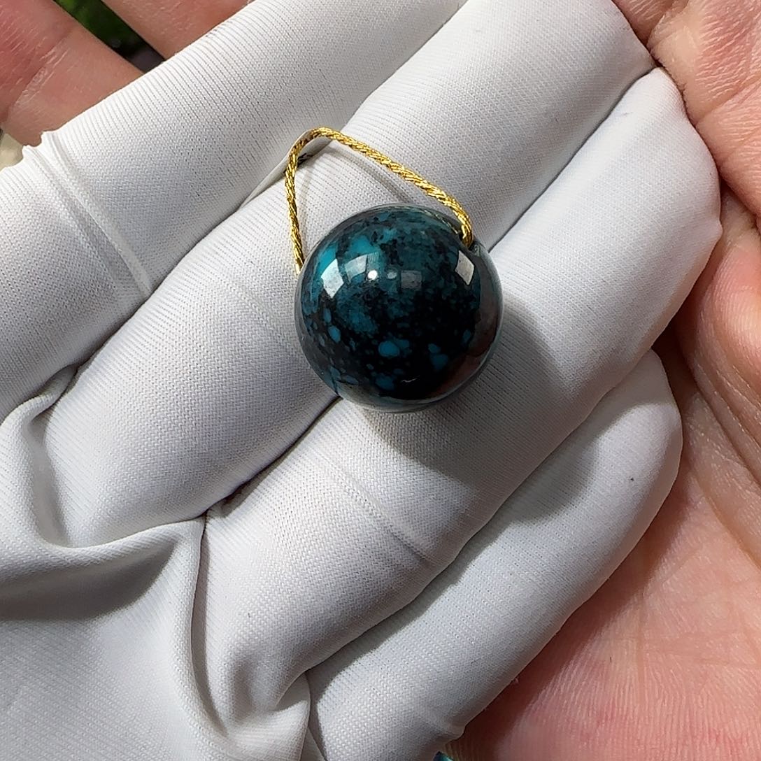 绿松石未镶嵌14mm➕乌兰花单珠