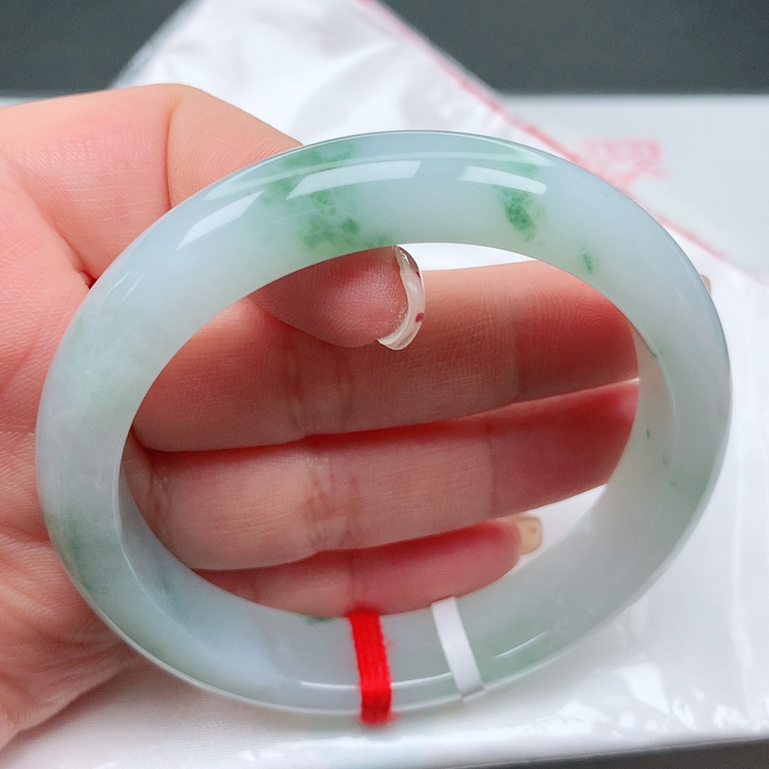 翡翠手镯未镶嵌冰胶绿花14