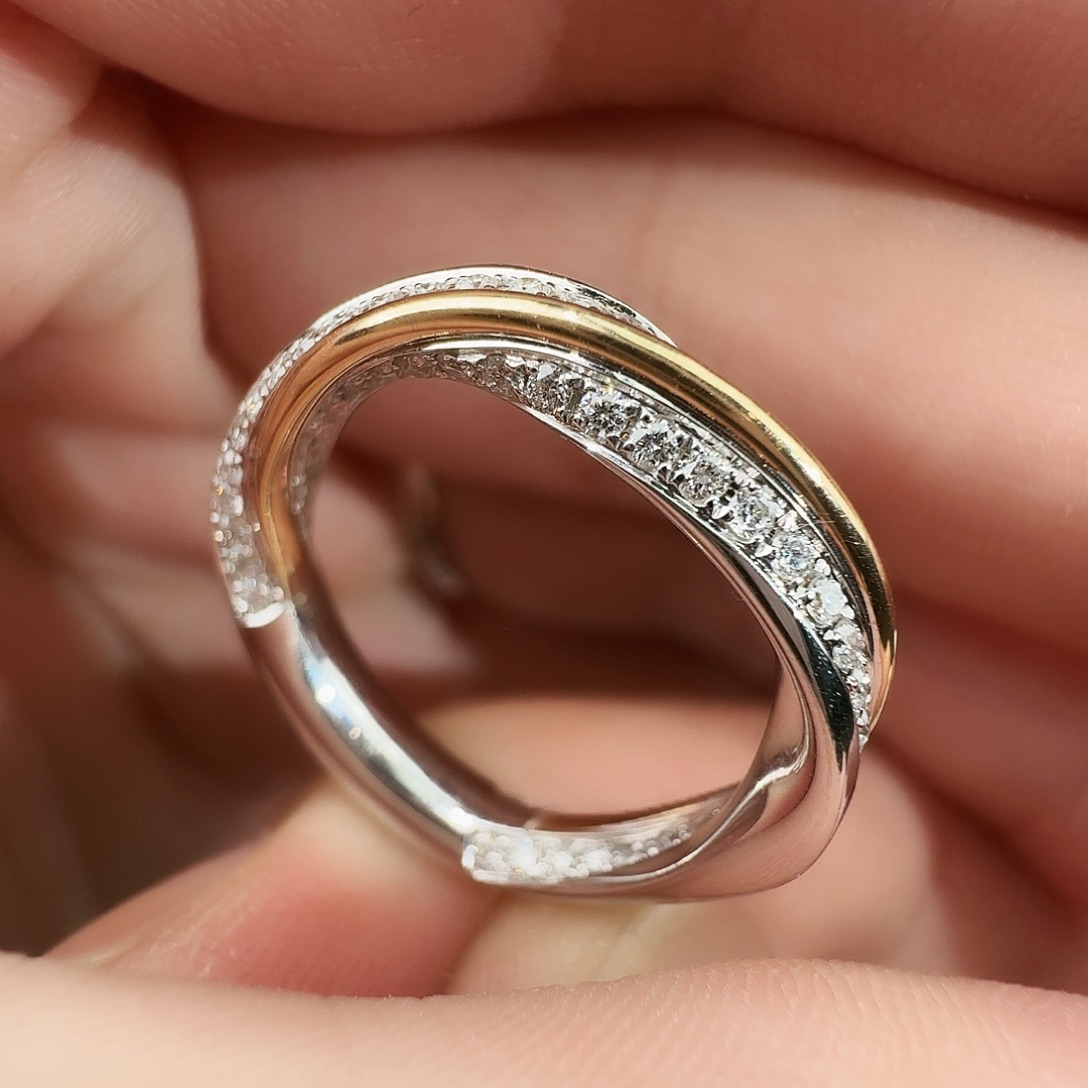 钻石戒指/指环18K金镶嵌双色戒指6.062g