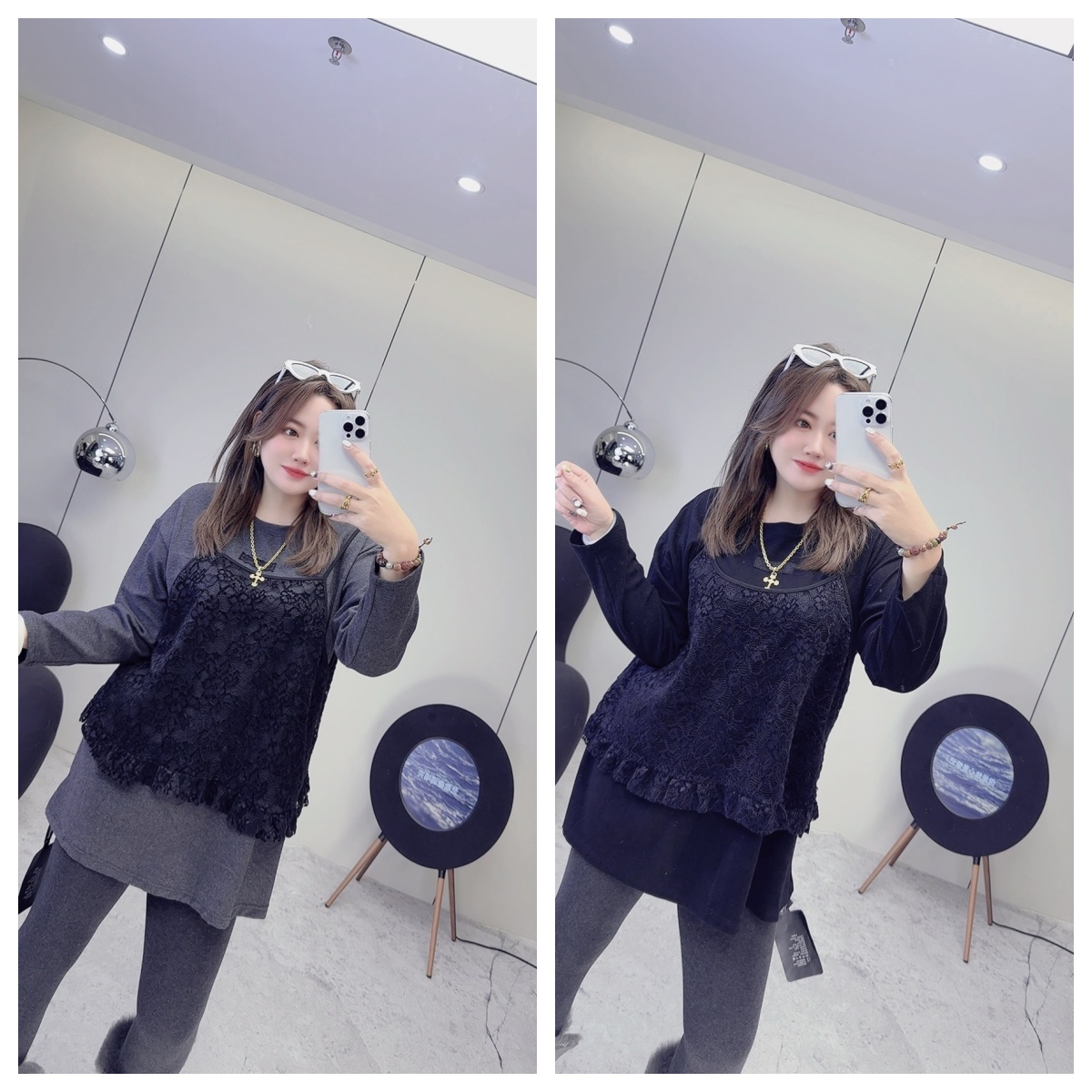 小钰胖仙【内外格调】冬日大码打底吊带套装