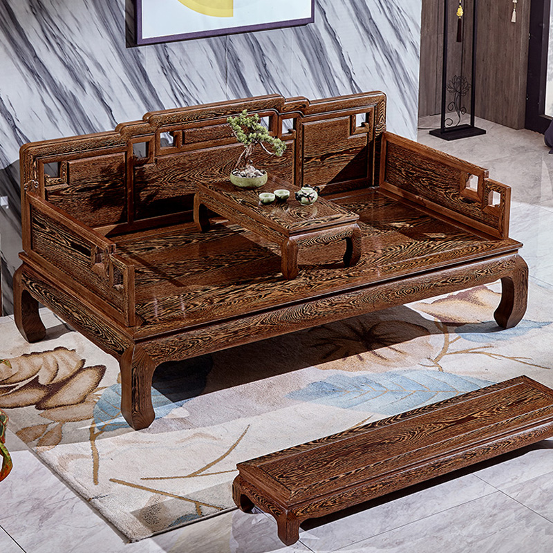 国色罗汉床红木家具鸡翅木罗汉塌实木沙发客厅新中式木塌床榻