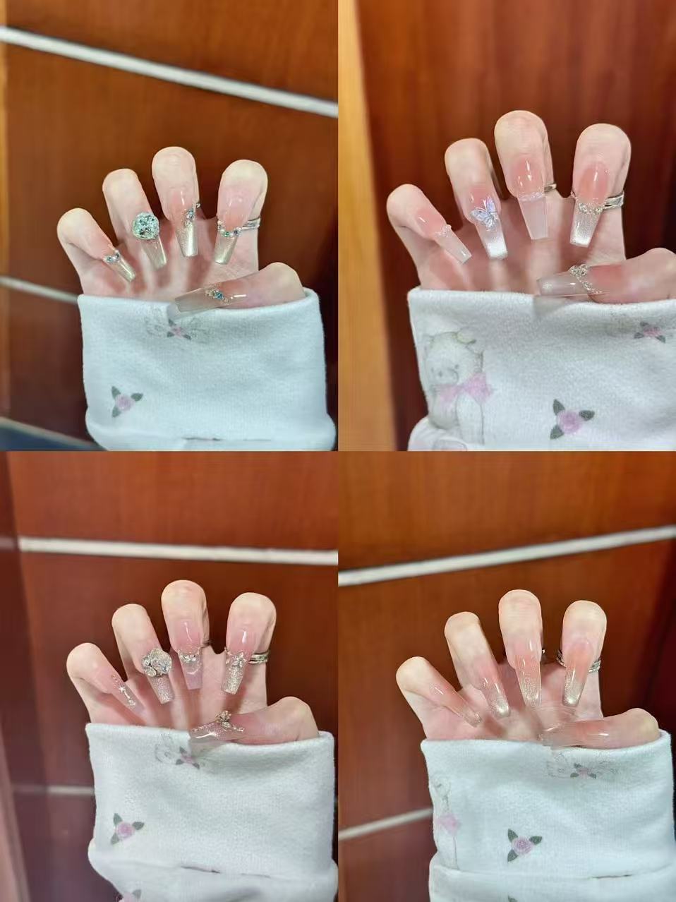 [5150-5299]手工穿戴甲夏日纯手工白色气质穿戴式渐变梯形穿戴式