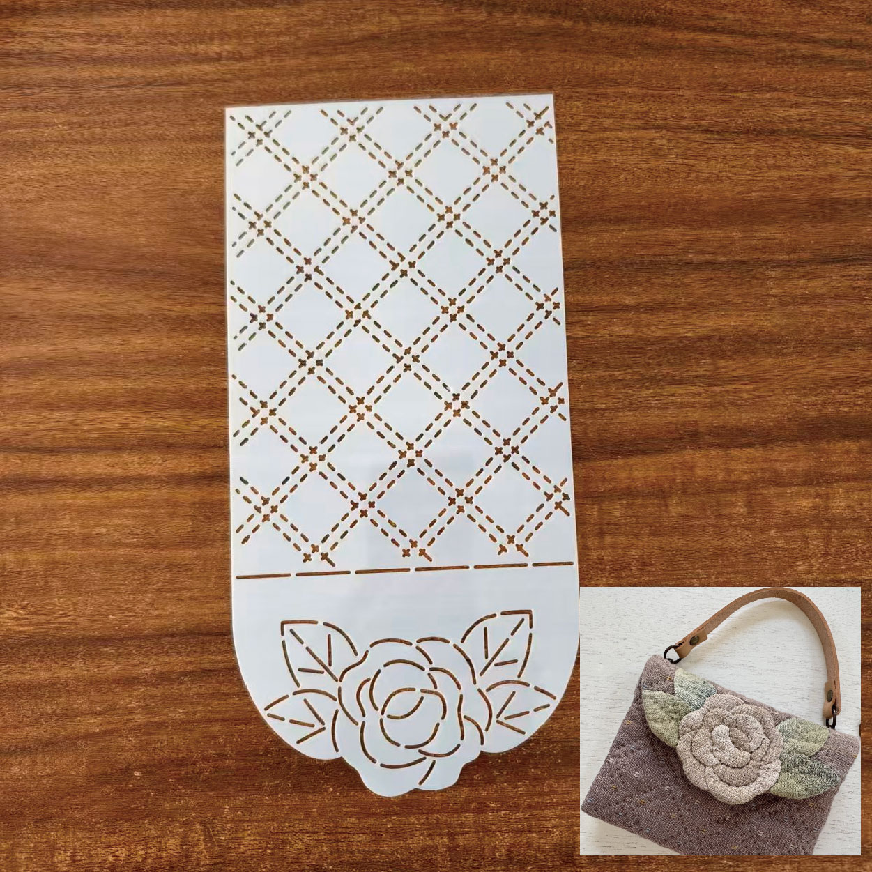 桐渊麻麻手工DIY描图工具拼布软模板 玫瑰花收纳包零钱包模板