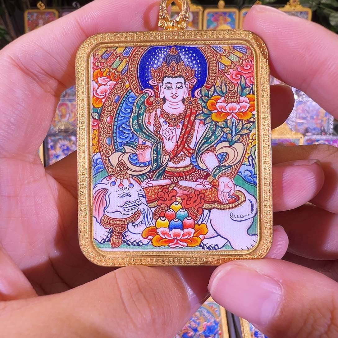 吊坠普贤热贡纯手绘唐卡