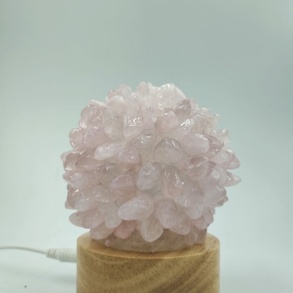 天然水晶碎石水晶球小夜灯紫晶床头灯柔灯摆件氛围灯