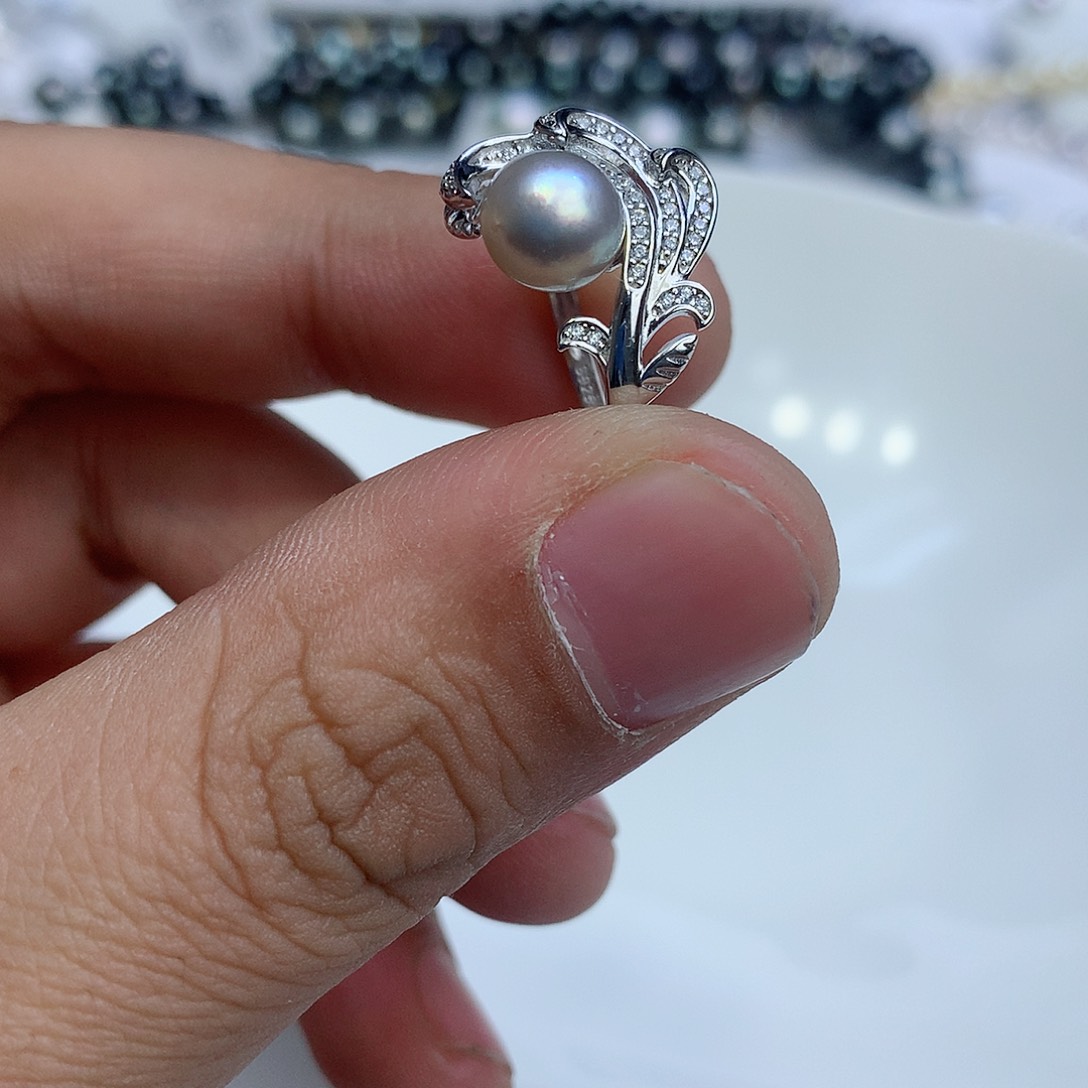 海水珍珠戒指银S925镶嵌
