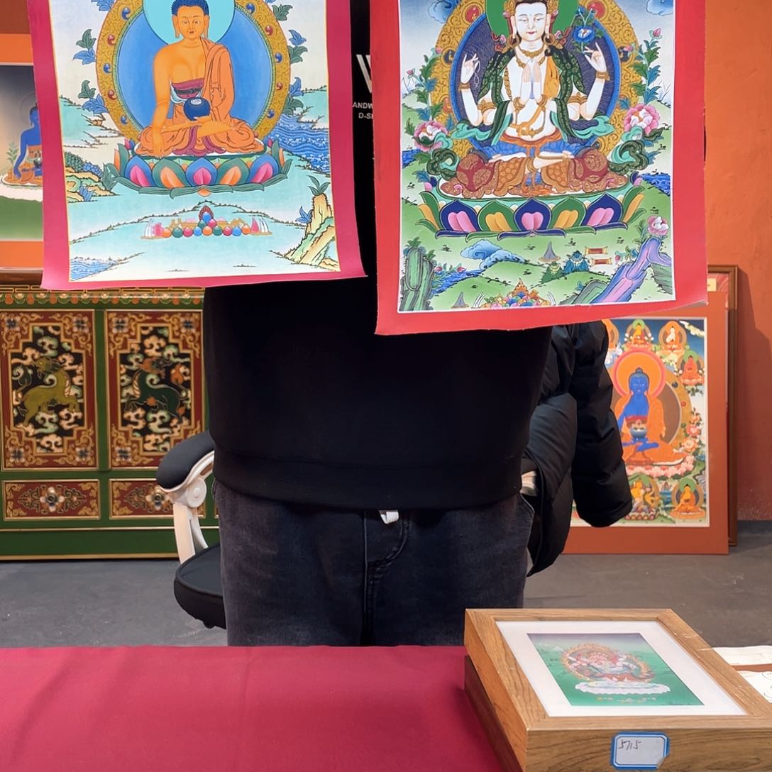 装裱画大***云25×35释迦四臂纯手绘带框