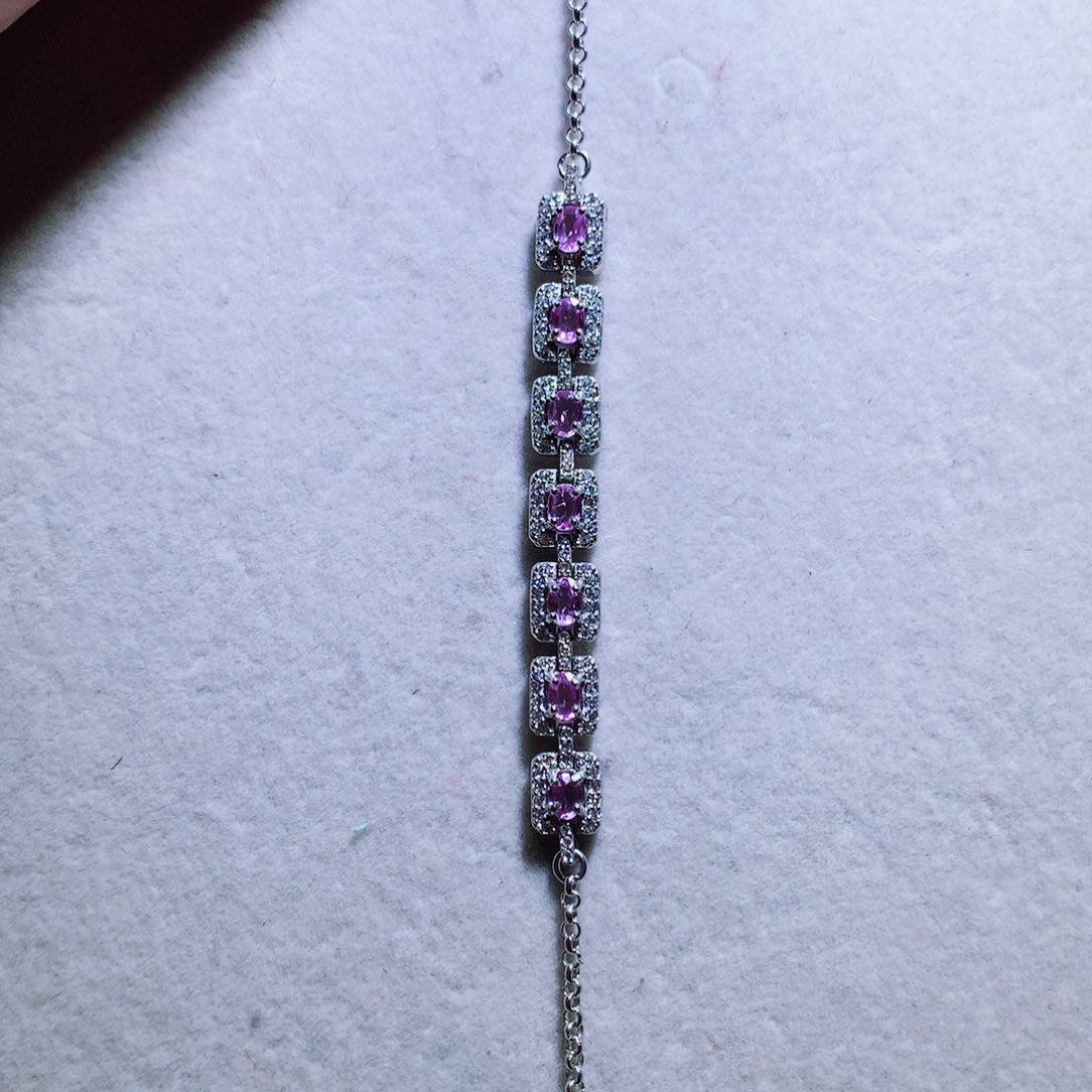 蓝宝石手链银S925镶嵌