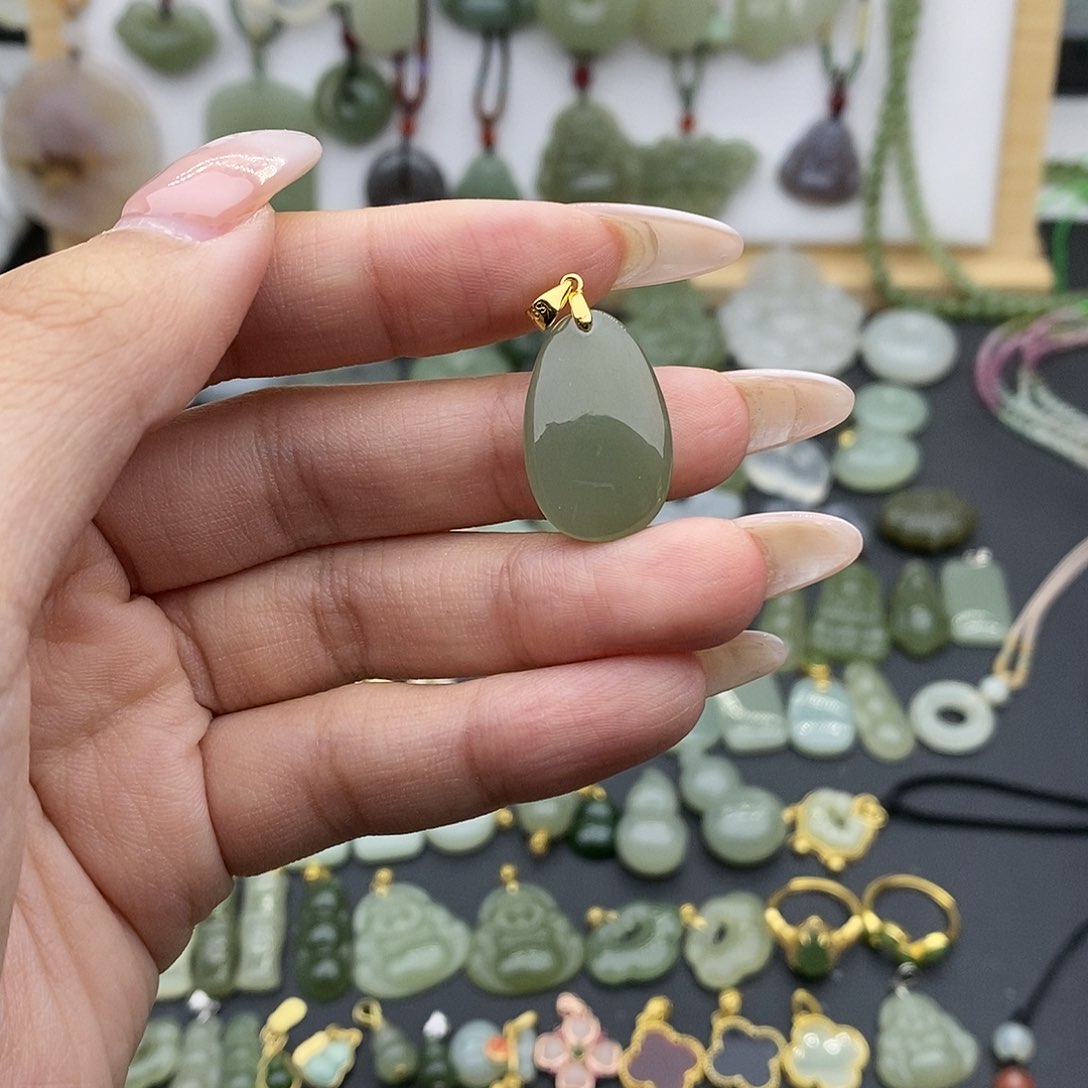 和田玉吊坠(不含链)银S925镶嵌