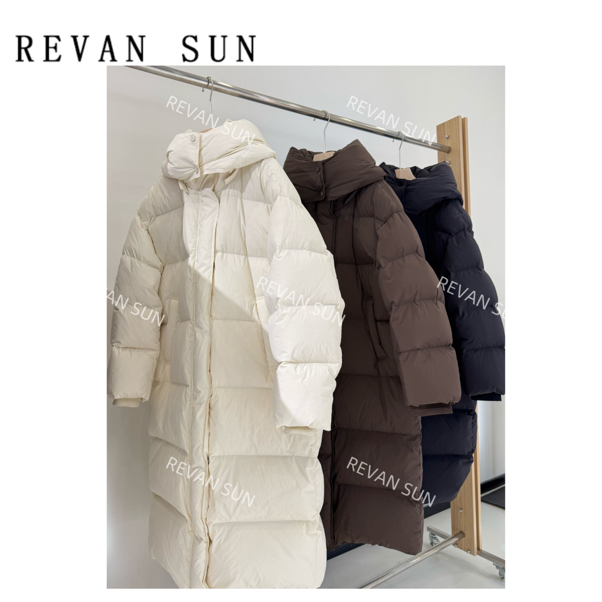  REVAN SUN -大骨架穿搭 凌筠 连帽长款羽绒服2472