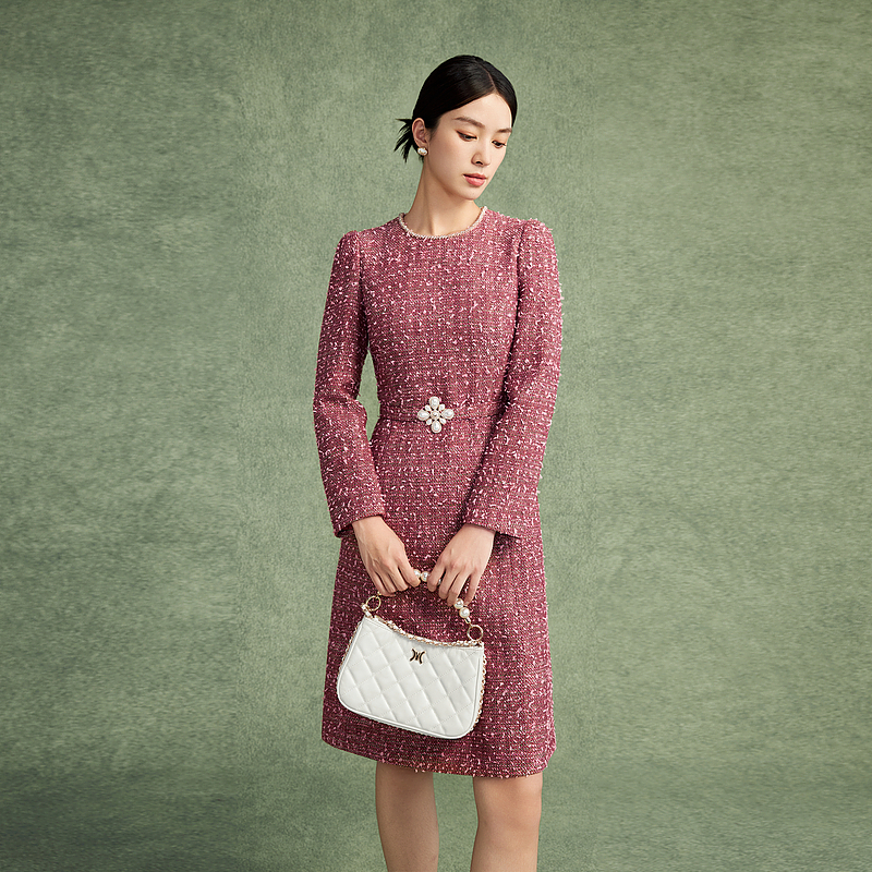 【李老板专属】安可拉红千金小香风连衣裙羊毛长裙-MJFD03WOP313R31