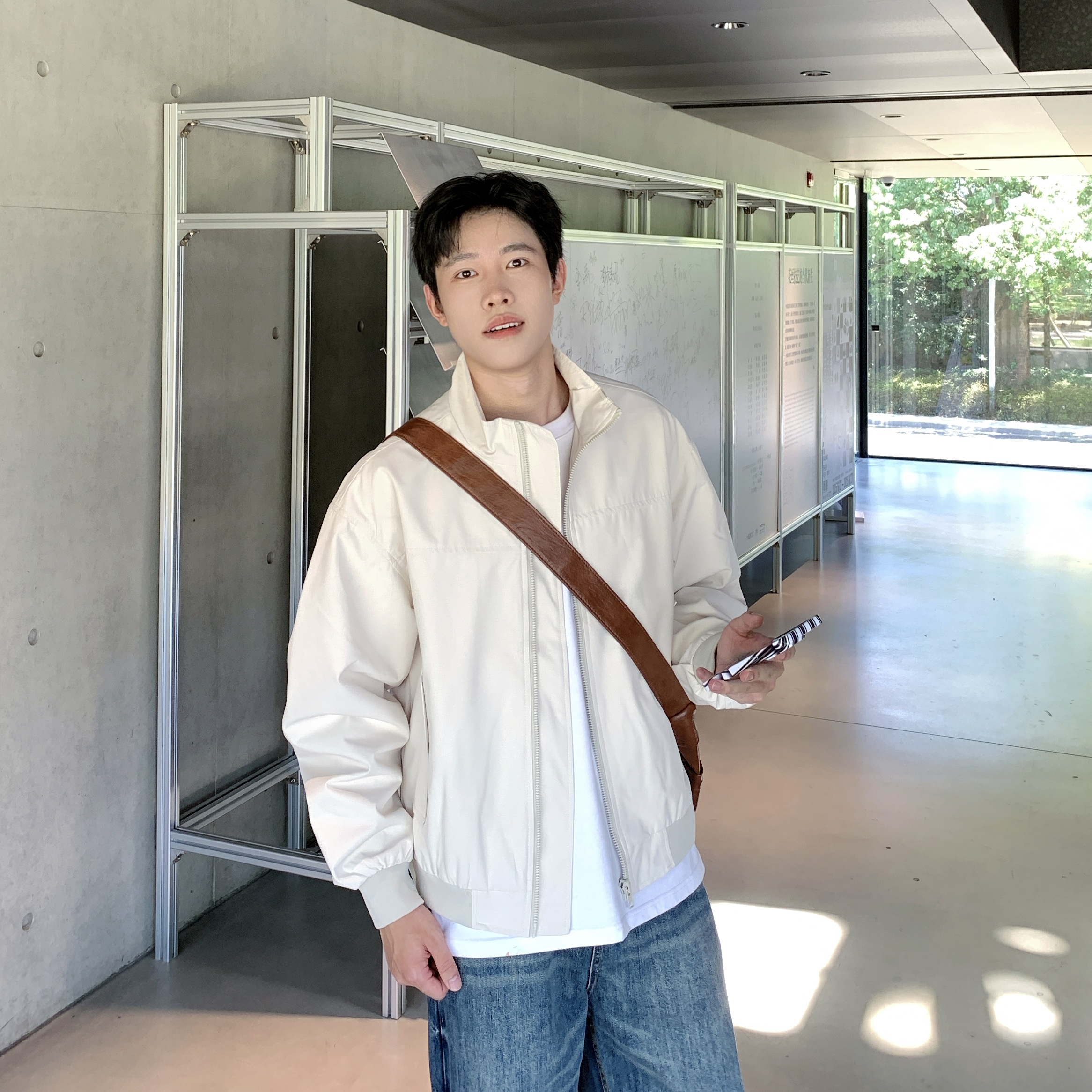 SUNSET 纯色立领短款飞行夹克秋季简约通勤百搭棒球服外套【5773】