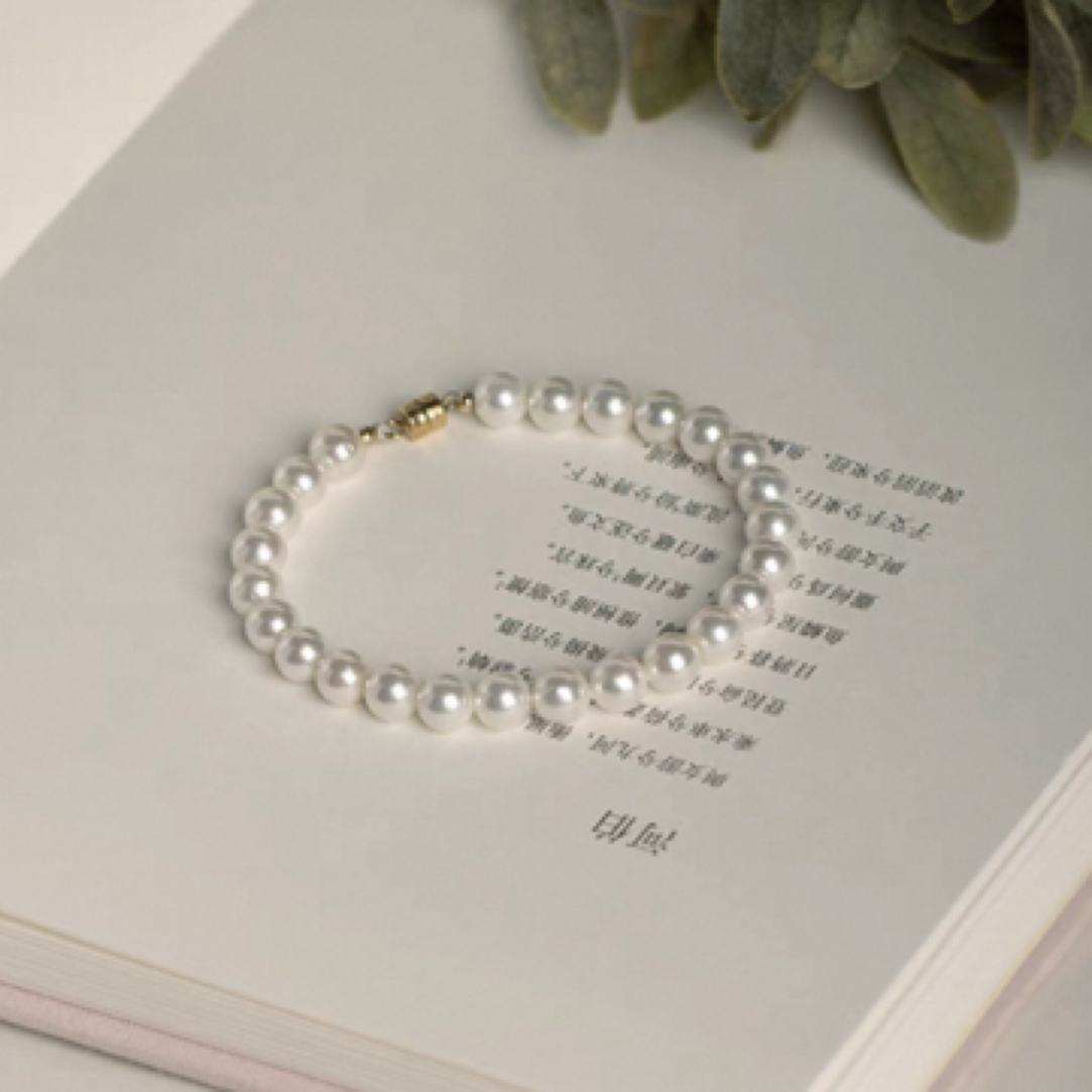 铜合金仿珍珠手链 0056强光小灯泡AK 6MM手链