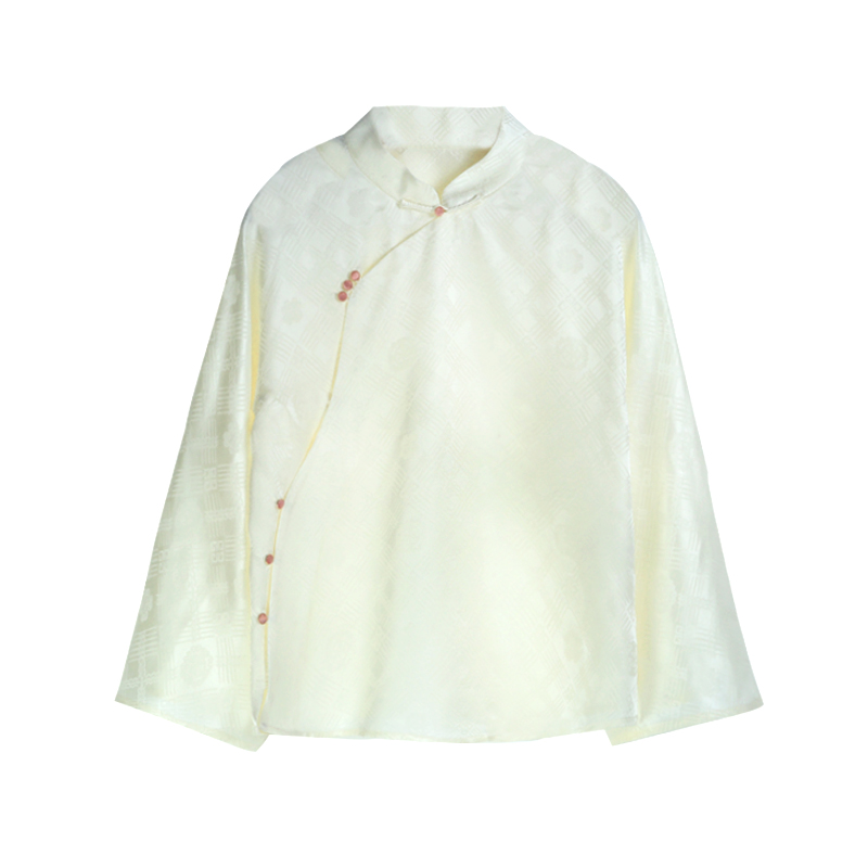 24姆米八达运满桑提花桑波段香云纱立领斜襟新中式衬衣12534