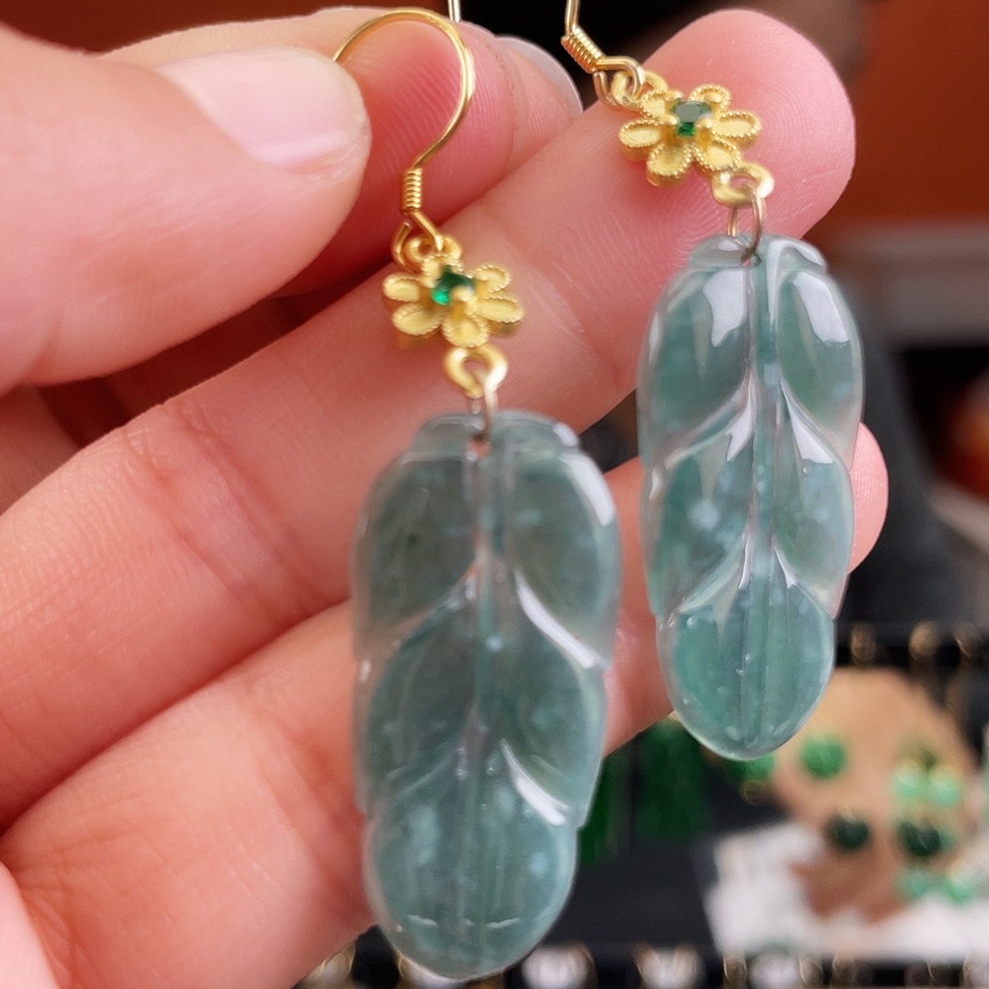 翡翠未镶嵌耳饰饰品