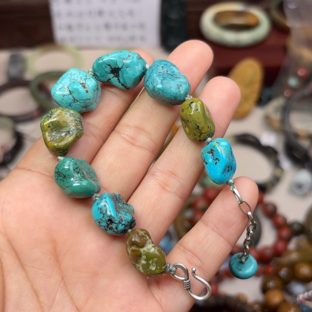 岫岩河磨玉（透闪石质玉）手链未镶嵌泡**～
