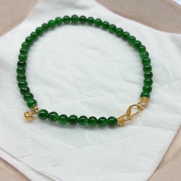 翡翠18K金镶嵌手链天然缅甸翡翠A货卡4