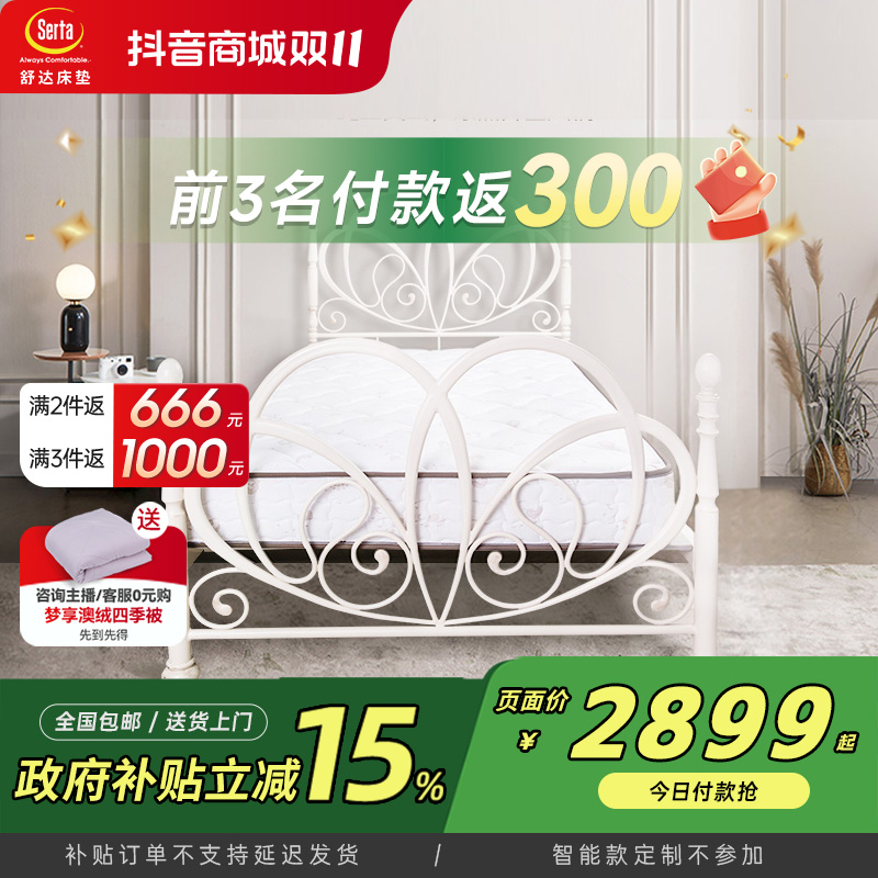 Serta/舒达床架系列 艺术铁艺双人床金属艺术床青少年床复古B0005
