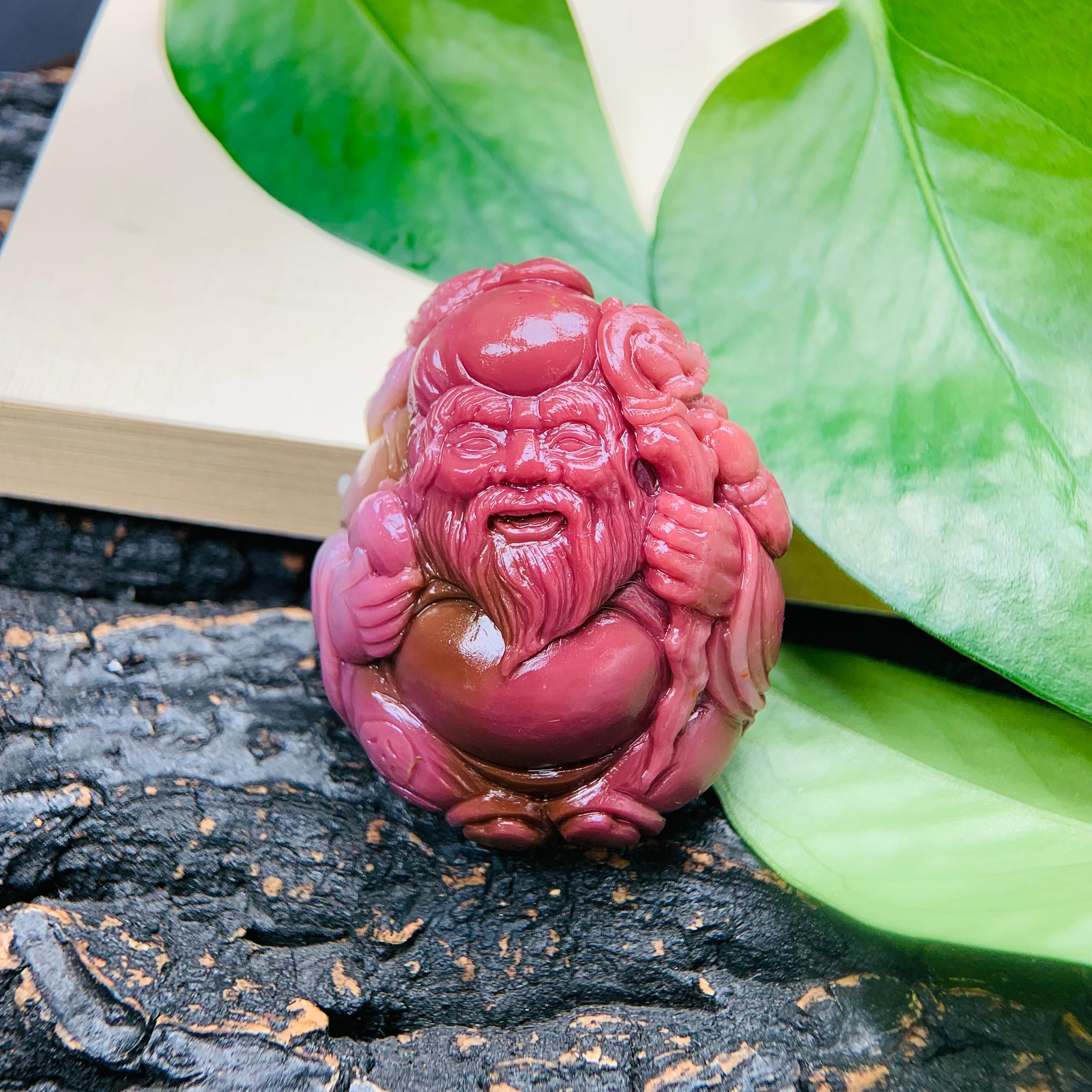 天然老矿原矿七彩盐源玛瑙俏色巧雕紫红福禄寿摆件