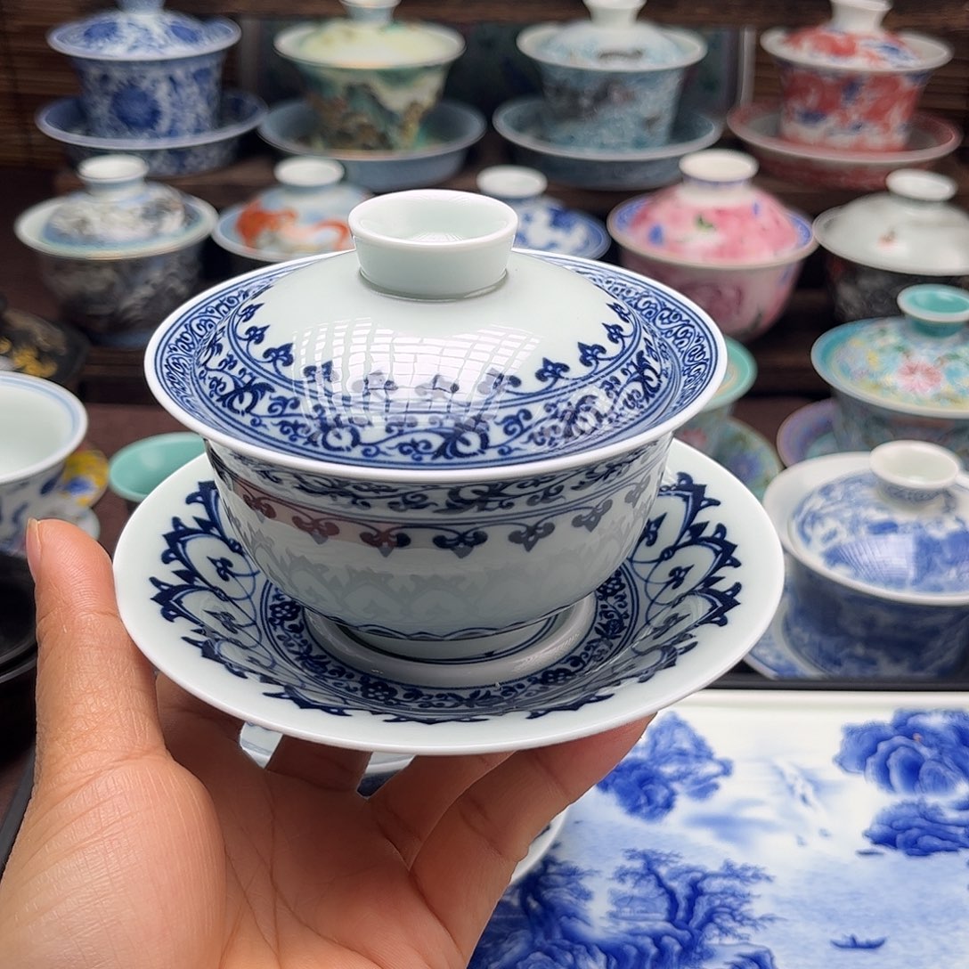 景德镇陶瓷三才盖碗