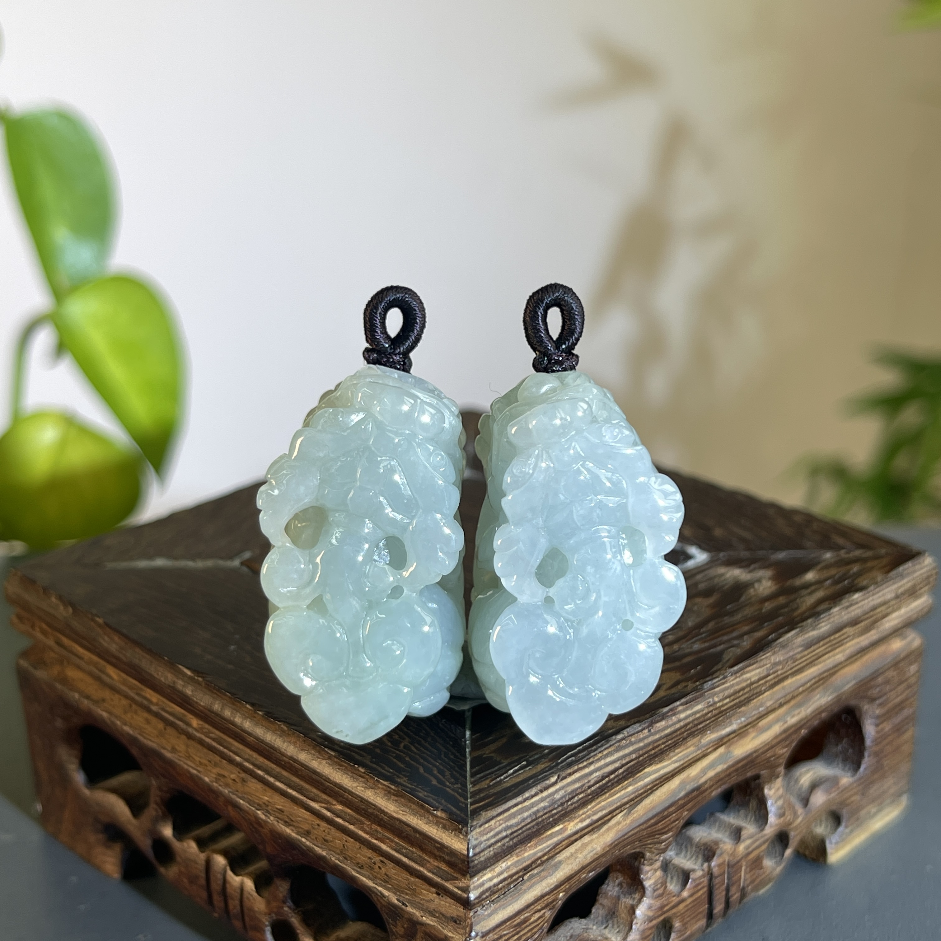 JXB09-90  天然缅甸A货翡翠  貔貅一对