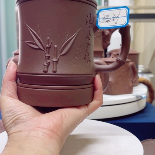 紫砂茶杯紫泥5件套