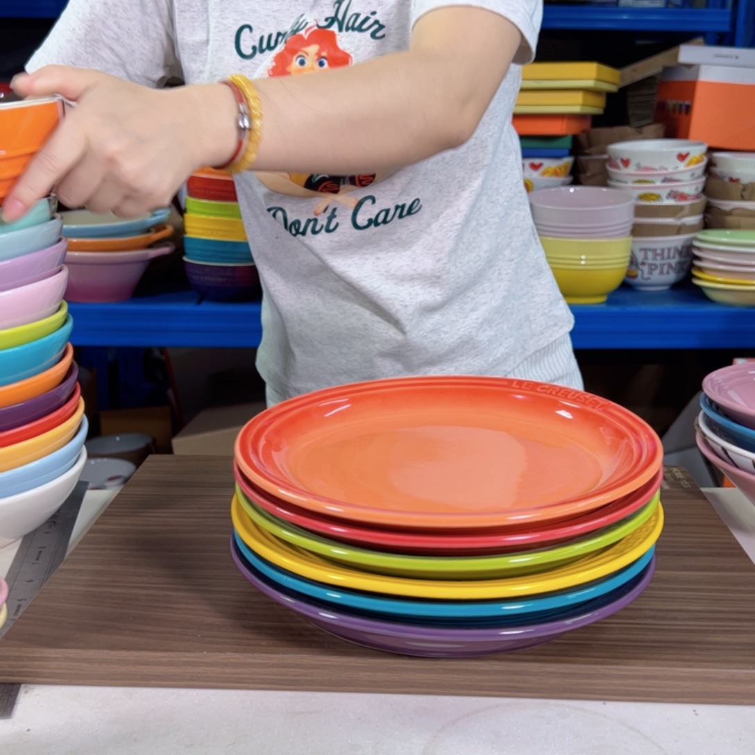 陶瓷彩虹色系大牛排盘