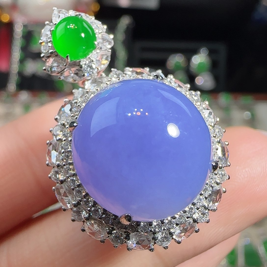 翡翠吊坠(不含链)18K金镶嵌