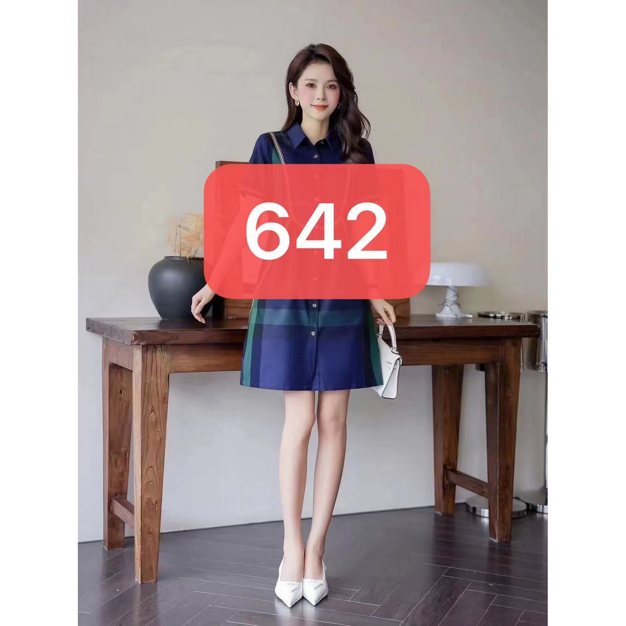 642-夏季新款韩版格纹连衣裙