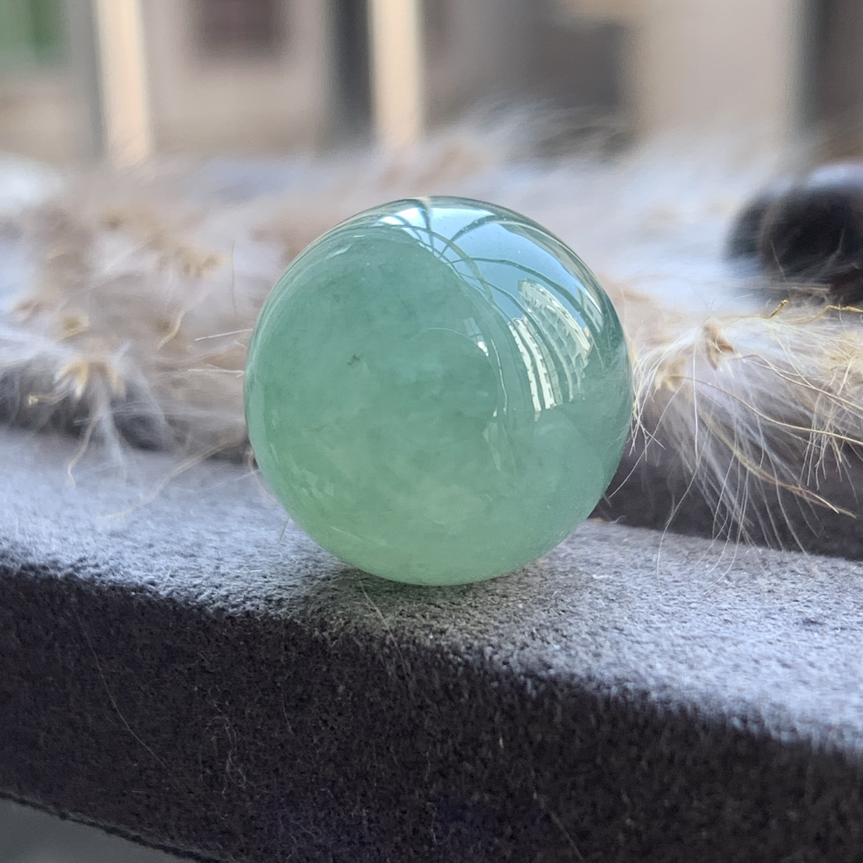 13冰绿波珠L1222细腻种水好天然翡翠a货配珠种老一点杂点无纹裂