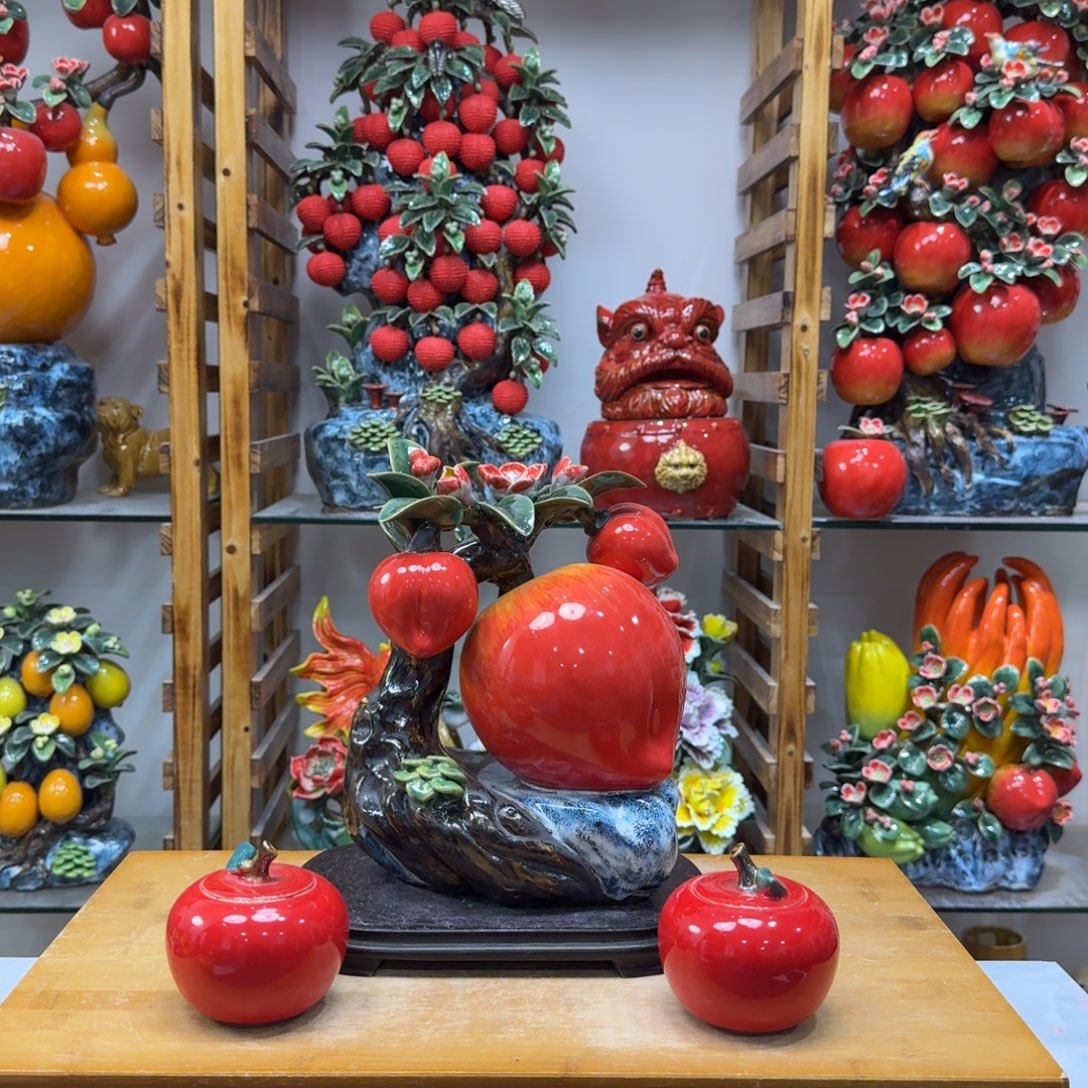 陶瓷福寿安康送苹果底座