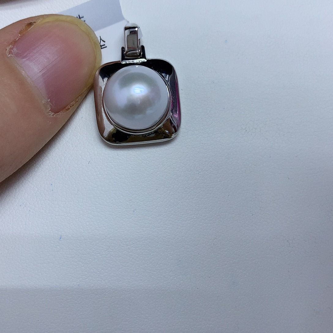 吊坠(不含链)银S925镶嵌淡水珍珠11-12