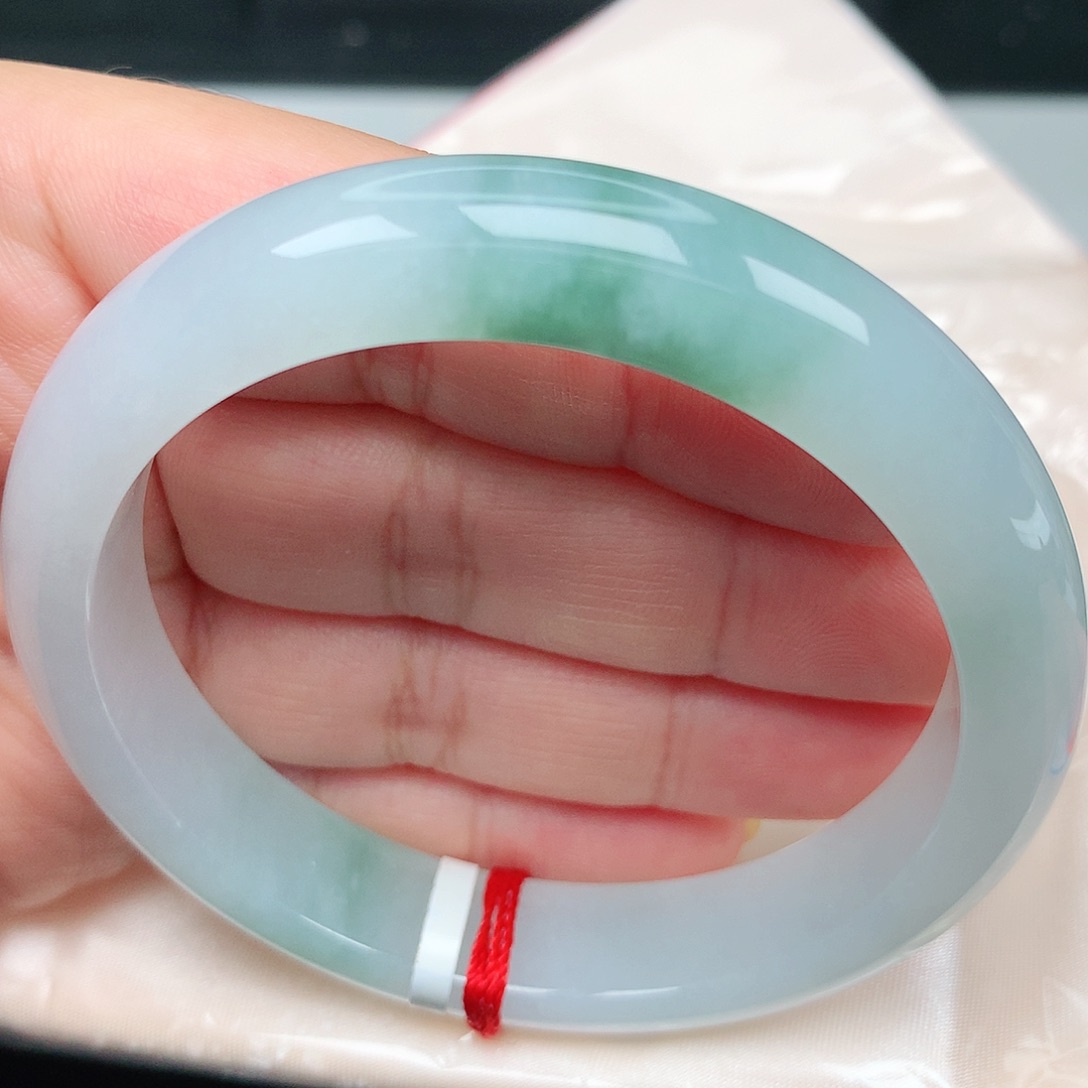 未镶嵌手镯翡翠37冰胶飘花