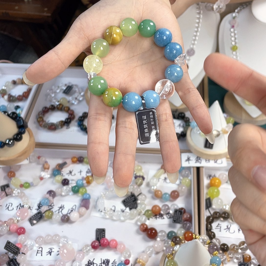 水晶手链银S925镀金镶嵌