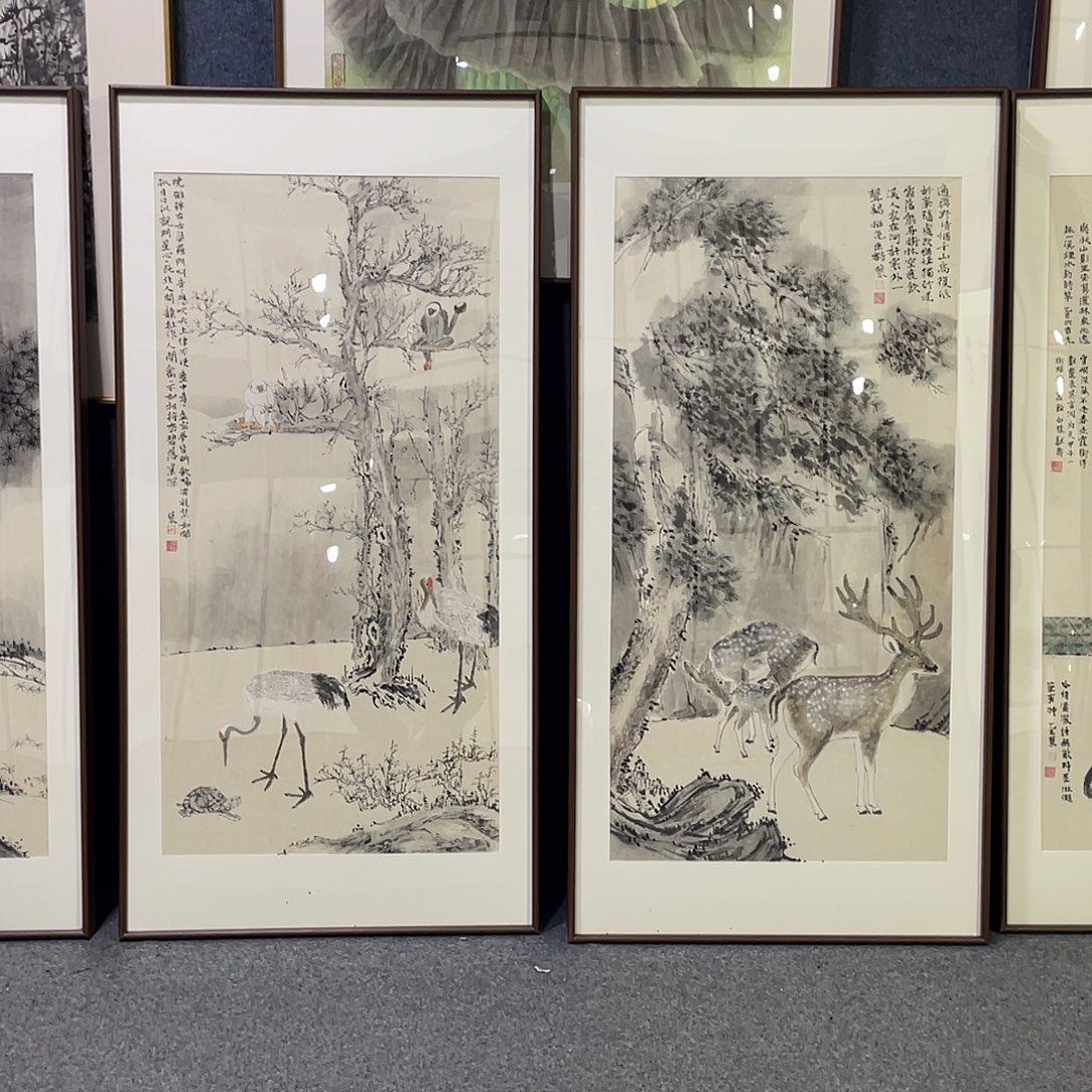 王***齐国画手绘画作品带框60/120