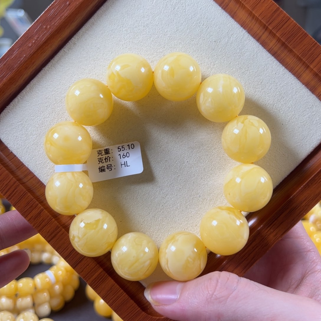 裸石蜜蜡未镶嵌20mm焦皮鸡油黄浓蜡白花圆珠hl