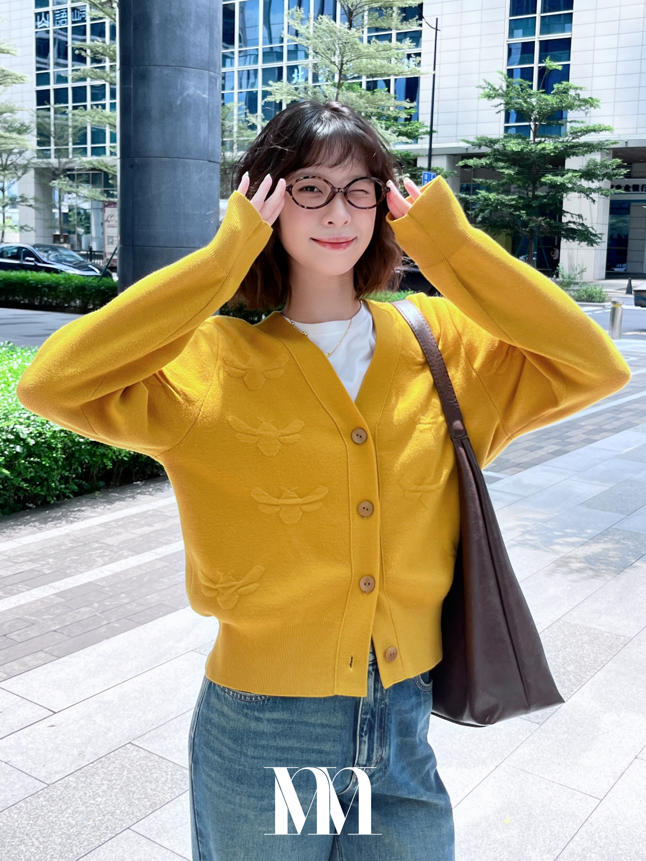 mithworld开衫V领针织衫宽松上衣女装百搭时尚