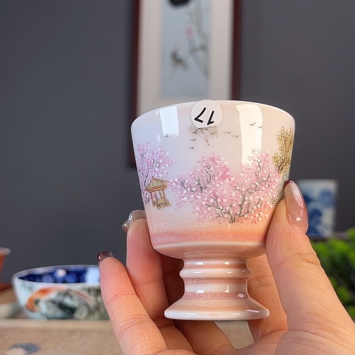 摆件景德柴烧茶杯多人