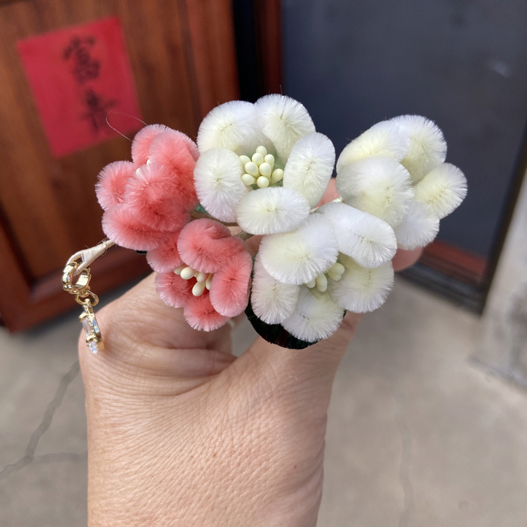 爆款纯手工绒花古风汉服头饰头花