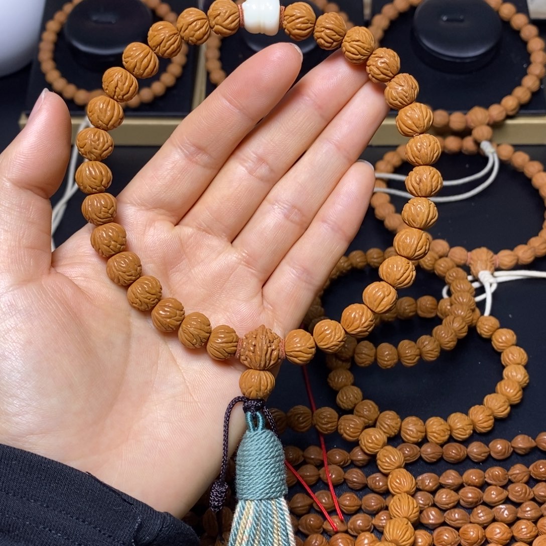 通***透手串桃核秦岭文玩桃核手持