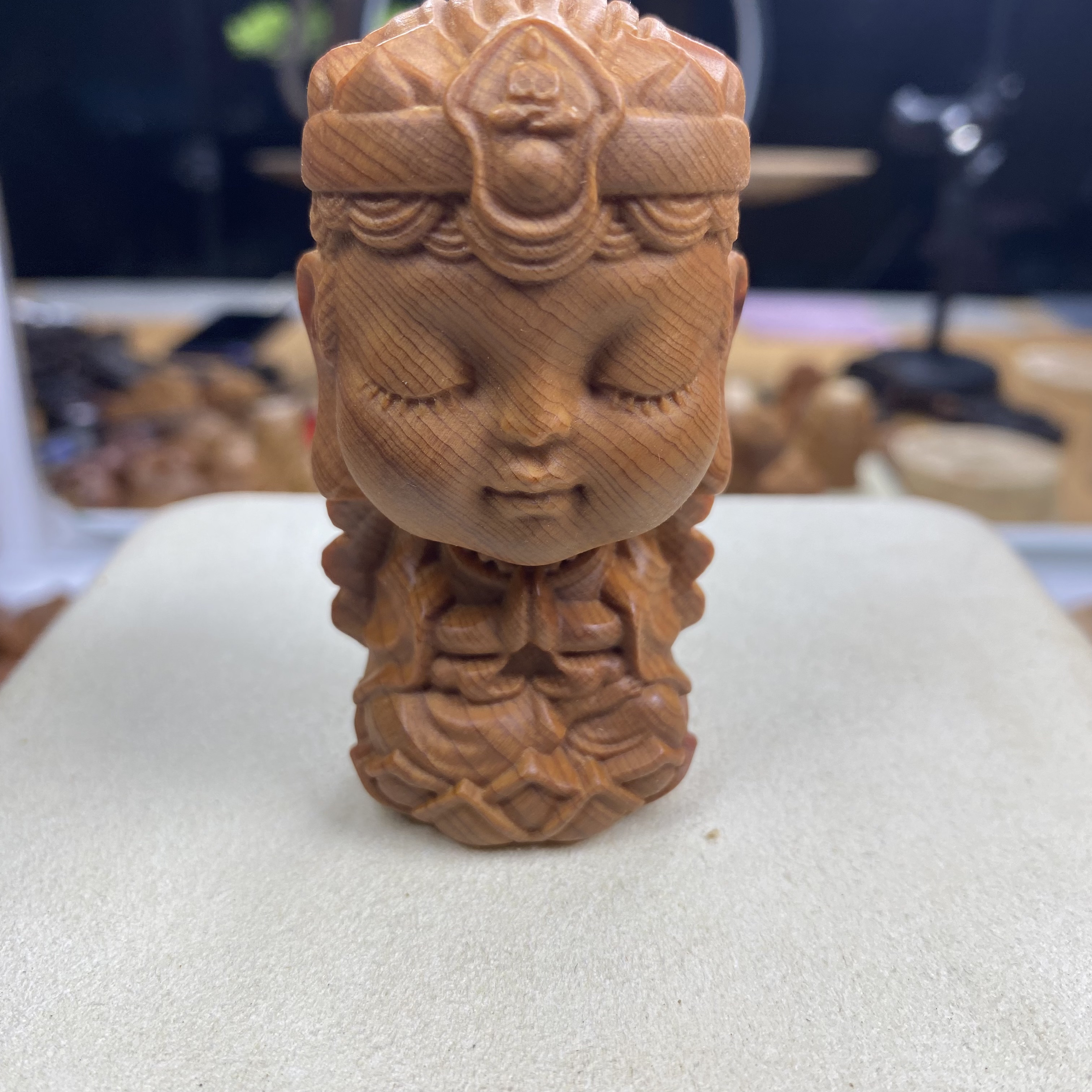 天然高油太行崖柏木雕观音摆件文玩手把件观音菩萨桌面创意摆件