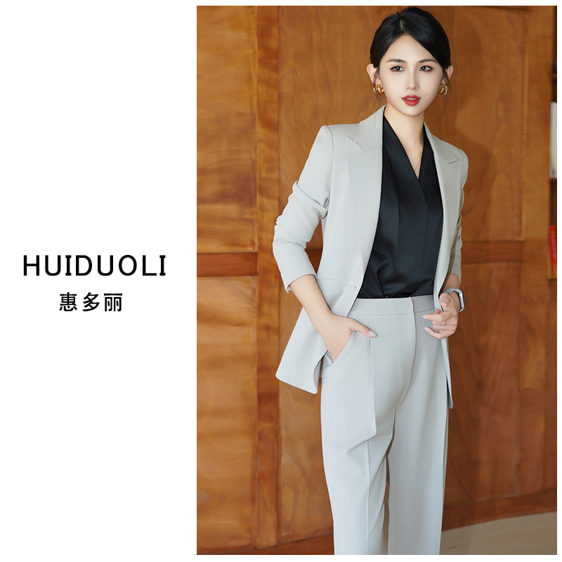 春秋高级感职业装西装女气质律师公务员讲师西服阔腿裤一粒扣套装