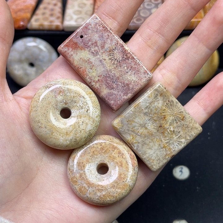 未镶嵌吊坠硅化珊瑚（珊瑚玉）