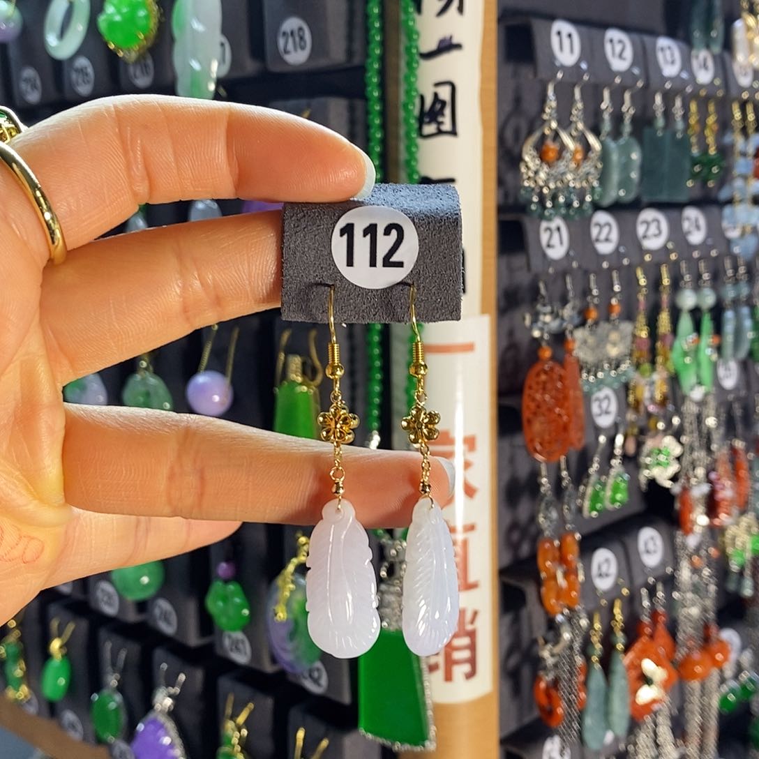 银S925镶嵌翡翠耳饰112